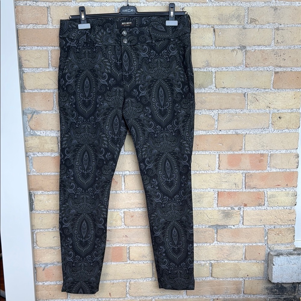 Mos Mosh Black, Silver and Olive Paisley Women's Pants